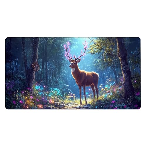 Gaming Mauspad, 100x200cmx3mm GroßEs Mousepad,wasserdichte Gewebe, Rutschfester Gummiunterseite, BüRobedarf, Verbesserte PräZision Und Geschwindigkeit, Fantasy Hirsch JX2B-487 Bild 2