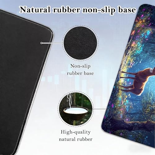 Gaming Mauspad, 100x200cmx3mm GroßEs Mousepad,wasserdichte Gewebe, Rutschfester Gummiunterseite, BüRobedarf, Verbesserte PräZision Und Geschwindigkeit, Fantasy Hirsch JX2B-487 Bild 5