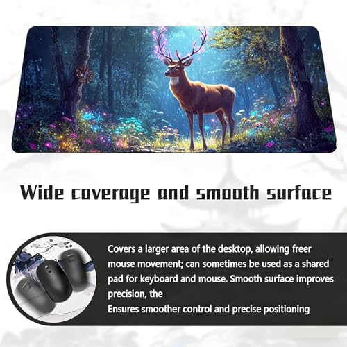 Gaming Mauspad, 100x200cmx3mm GroßEs Mousepad,wasserdichte Gewebe, Rutschfester Gummiunterseite, BüRobedarf, Verbesserte PräZision Und Geschwindigkeit, Fantasy Hirsch JX2B-487 Bild 6