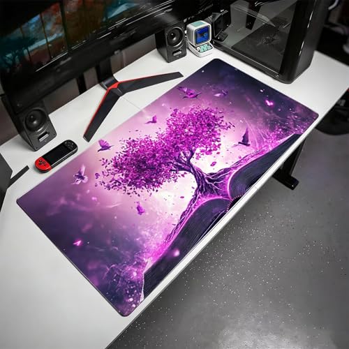 Gaming Mauspad, 100x200cmx3mm GroßEs Mousepad,wasserdichte Gewebe, Rutschfester Gummiunterseite, BüRobedarf, Verbesserte PräZision Und Geschwindigkeit, Vogel Baum JX2B-513 Bild 3