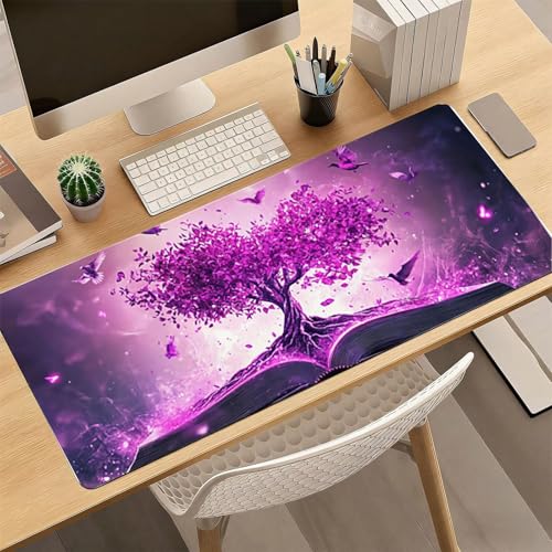 Gaming Mauspad, 100x200cmx3mm GroßEs Mousepad,wasserdichte Gewebe, Rutschfester Gummiunterseite, BüRobedarf, Verbesserte PräZision Und Geschwindigkeit, Vogel Baum JX2B-513 Bild 4