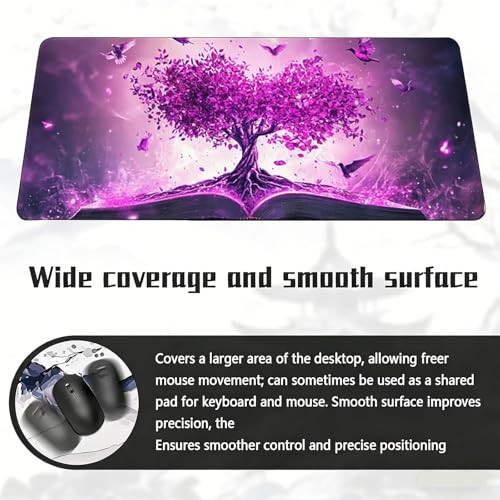 Gaming Mauspad, 100x200cmx3mm GroßEs Mousepad,wasserdichte Gewebe, Rutschfester Gummiunterseite, BüRobedarf, Verbesserte PräZision Und Geschwindigkeit, Vogel Baum JX2B-513 Bild 6