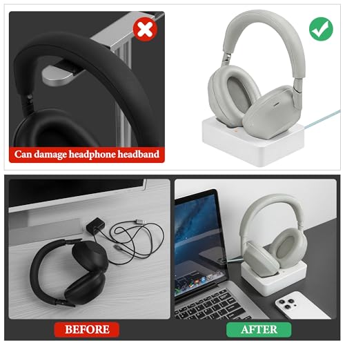 Geekria Kopfhörer-Ladeständer, kompatibel mit Sony WH-1000XM6 / 1000XM5, 3D-gedrucktes Resin-Magnet-Dock, Gaming-Headset-Base (Weiß) Bild 4