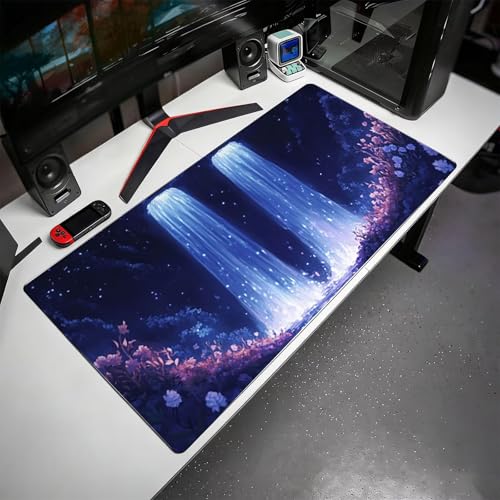 Gaming Mauspad, 100x200cmx3mm GroßEs Mousepad,wasserdichte Gewebe, Rutschfester Gummiunterseite, BüRobedarf, Verbesserte PräZision Und Geschwindigkeit, Fantasy Falls JX2B-489 Bild 3
