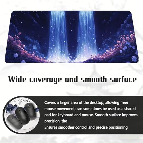 Gaming Mauspad, 100x200cmx3mm GroßEs Mousepad,wasserdichte Gewebe, Rutschfester Gummiunterseite, BüRobedarf, Verbesserte PräZision Und Geschwindigkeit, Fantasy Falls JX2B-489 Bild 6