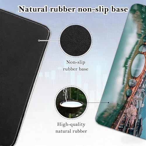 Gaming Mauspad, 100x200cmx3mm GroßEs Mousepad,wasserdichte Gewebe, Rutschfester Gummiunterseite, BüRobedarf, Verbesserte PräZision Und Geschwindigkeit, HolzbrüCke Altstadt JX2B-505 Bild 5