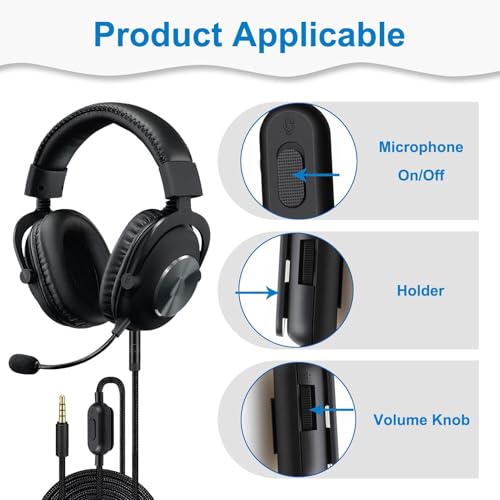 Headset Kabel Ersatz für Logitech G Pro X G433 G233 G Pro, 3,5 mm Kopfhörer Audiokabel Gaming Headset mit Lautstärke Mikrofonsteuerung, 2M Ersatzkabel KlinkenkabelGeflochtenes Kabel für PC PS4 Xbox Bild 3
