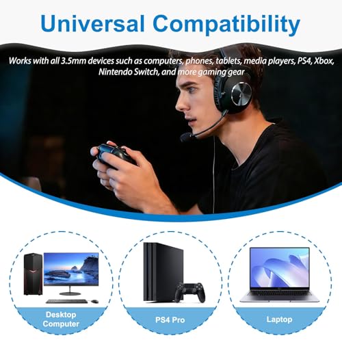 Headset Kabel Ersatz für Logitech G Pro X G433 G233 G Pro, 3,5 mm Kopfhörer Audiokabel Gaming Headset mit Lautstärke Mikrofonsteuerung, 2M Ersatzkabel KlinkenkabelGeflochtenes Kabel für PC PS4 Xbox Bild 5