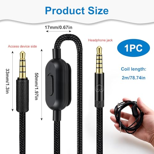 Headset Kabel Ersatz für Logitech G Pro X G433 G233 G Pro, 3,5 mm Kopfhörer Audiokabel Gaming Headset mit Lautstärke Mikrofonsteuerung, 2M Ersatzkabel KlinkenkabelGeflochtenes Kabel für PC PS4 Xbox Bild 6