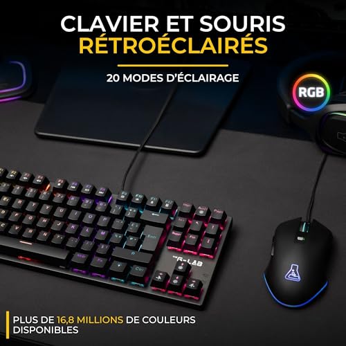 The G-Lab - Combo Mercury EX – Gaming-Tastatur und Gaming-Maus – mechanische Tastatur TKL, Red Switch, RGB mit 20 Leuchtmodi – Gaming-Maus 7200 DPI für PC/PS4/PS5/Xbox Bild 2