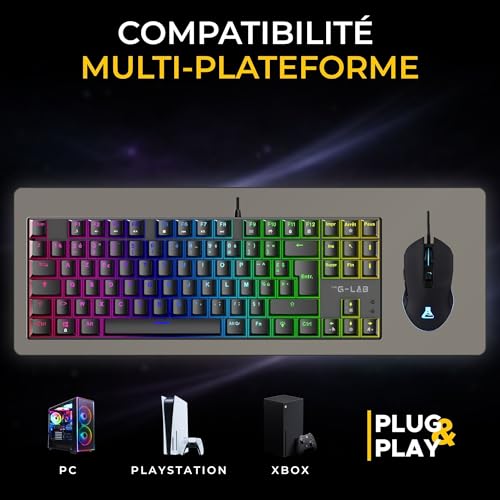 The G-Lab - Combo Mercury EX – Gaming-Tastatur und Gaming-Maus – mechanische Tastatur TKL, Red Switch, RGB mit 20 Leuchtmodi – Gaming-Maus 7200 DPI für PC/PS4/PS5/Xbox Bild 7
