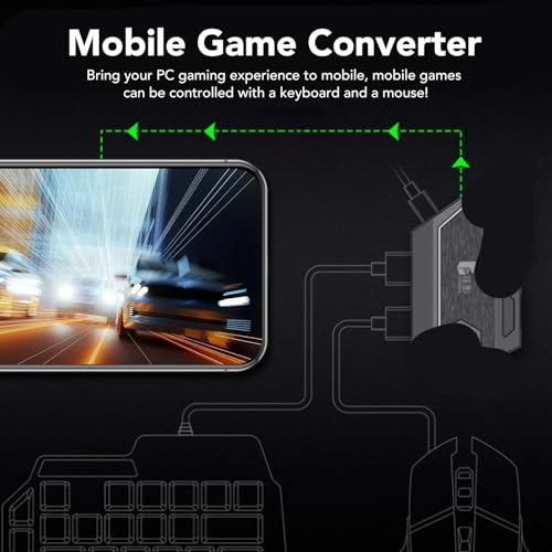 Asixxsix Einhand-Tastatur, 5 V, 2000 MA, Schnelles Laden, 120, Keine Verzögerung, Gaming-Maus-Tastatur, Einhändige Gaming- mit Konverter-Telefonständer für Mobile Bild 3