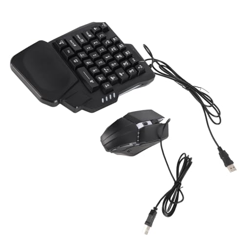 Asixxsix Einhand-Tastatur, 5 V, 2000 MA, Schnelles Laden, 120, Keine Verzögerung, Gaming-Maus-Tastatur, Einhändige Gaming- mit Konverter-Telefonständer für Mobile Bild 4