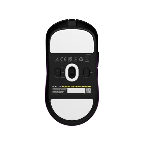 HATOR Quasar 3 Ultima 8K Wireless (Black-Violet) - Leichtgewichtige Gaming-Maus (52 g), PixArt PAW3950 Sensor, 2.4 GHz, Bluetooth, USB-Anschluss Bild 4