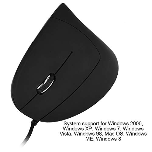 Denash Optische Vertikale Maus mit Ergonomischem Design, Bequem für das Handgelenk, Ideal für Zuhause/Büro/Gaming, USB-kabelgebundene Maus für Spielebegeisterte/Programmierer, Schwarz, 1 Stück Bild 3