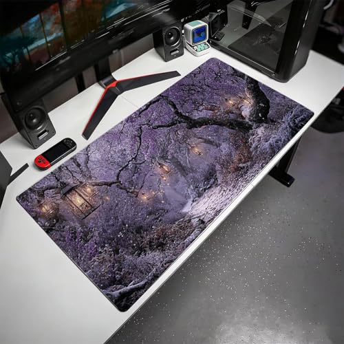 Gaming Mauspad, 100x200cmx3mm GroßEs Mousepad,wasserdichte Gewebe, Rutschfester Gummiunterseite, BüRobedarf, Verbesserte PräZision Und Geschwindigkeit, Wald StraßEnlampe JX2B-575 Bild 3