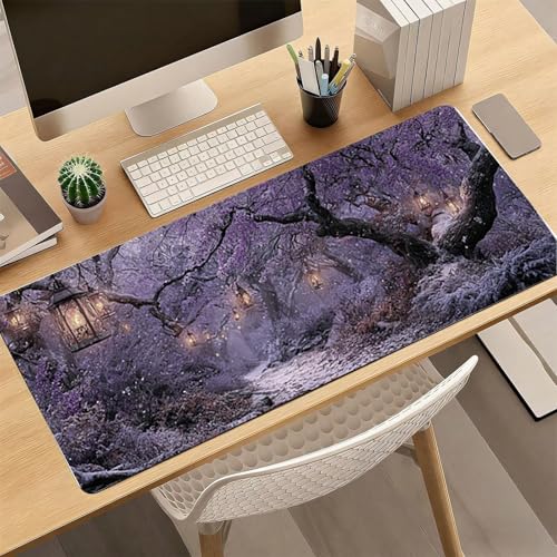 Gaming Mauspad, 100x200cmx3mm GroßEs Mousepad,wasserdichte Gewebe, Rutschfester Gummiunterseite, BüRobedarf, Verbesserte PräZision Und Geschwindigkeit, Wald StraßEnlampe JX2B-575 Bild 4