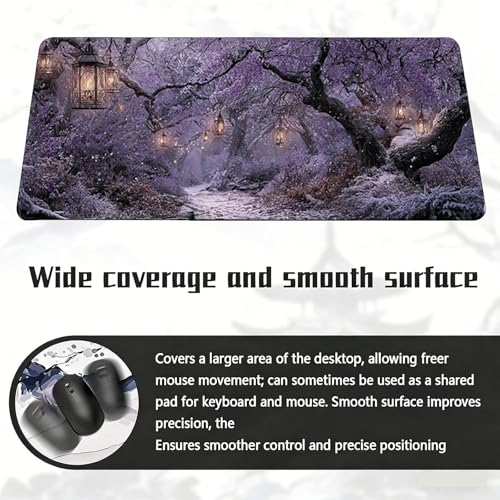 Gaming Mauspad, 100x200cmx3mm GroßEs Mousepad,wasserdichte Gewebe, Rutschfester Gummiunterseite, BüRobedarf, Verbesserte PräZision Und Geschwindigkeit, Wald StraßEnlampe JX2B-575 Bild 6