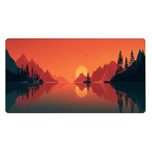 Gaming Mauspad, 100x200cmx3mm GroßEs Mousepad,wasserdichte Gewebe, Rutschfester Gummiunterseite, BüRobedarf, Verbesserte PräZision Und Geschwindigkeit, Fantasy Berge JX2B-539 Bild 2