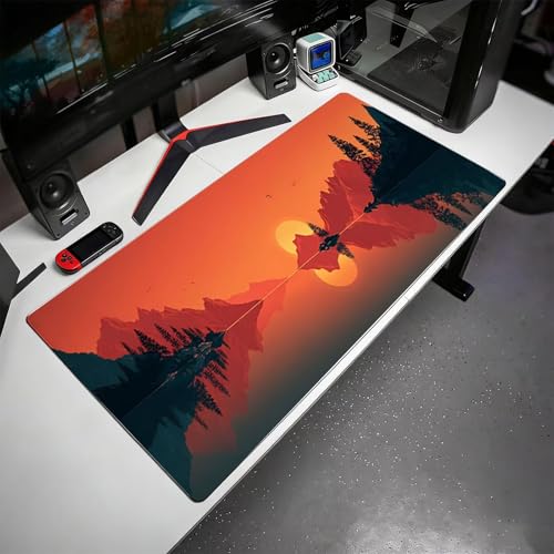 Gaming Mauspad, 100x200cmx3mm GroßEs Mousepad,wasserdichte Gewebe, Rutschfester Gummiunterseite, BüRobedarf, Verbesserte PräZision Und Geschwindigkeit, Fantasy Berge JX2B-539 Bild 3