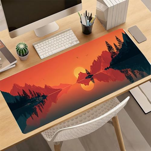 Gaming Mauspad, 100x200cmx3mm GroßEs Mousepad,wasserdichte Gewebe, Rutschfester Gummiunterseite, BüRobedarf, Verbesserte PräZision Und Geschwindigkeit, Fantasy Berge JX2B-539 Bild 4