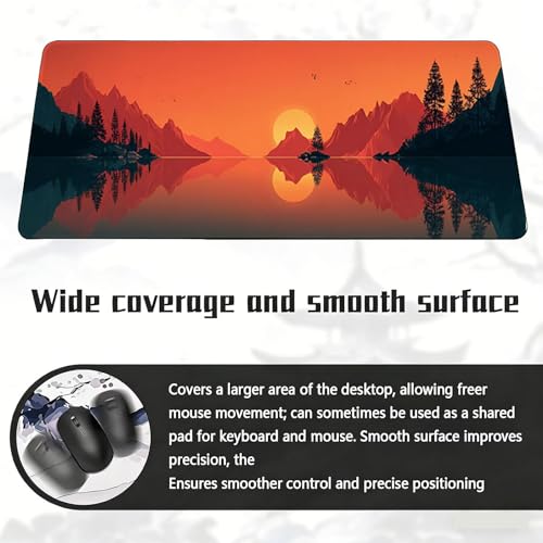 Gaming Mauspad, 100x200cmx3mm GroßEs Mousepad,wasserdichte Gewebe, Rutschfester Gummiunterseite, BüRobedarf, Verbesserte PräZision Und Geschwindigkeit, Fantasy Berge JX2B-539 Bild 6