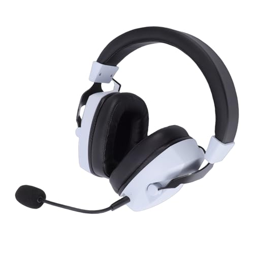 Topiky Kabelloses Gaming-Headset, 2,4-GHz-Bluetooth-5.4-Kopfhörer, Geräuschunterdrückendes RGB-Licht, 7.1-Surround-Sound, 50-mm-Treiber, 3,5-mm-Buchse für PC-Laptop (Schwarz-Weiss) Bild 6