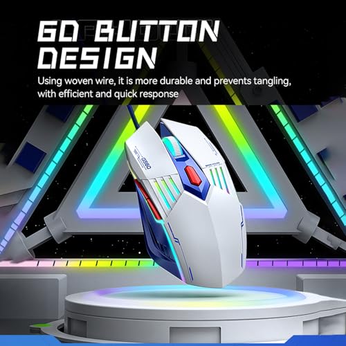 XUMIUZIY USB Kabel Gaming Tastatur und -Maus Kombination, RGB Tastatur Maus Set mit Hintergrundbeleuchtung, 98 Tasten, Multimedia Tastenkombinationen, 1200–3600 DPI, für Laptop (Blau Weiß) Bild 5