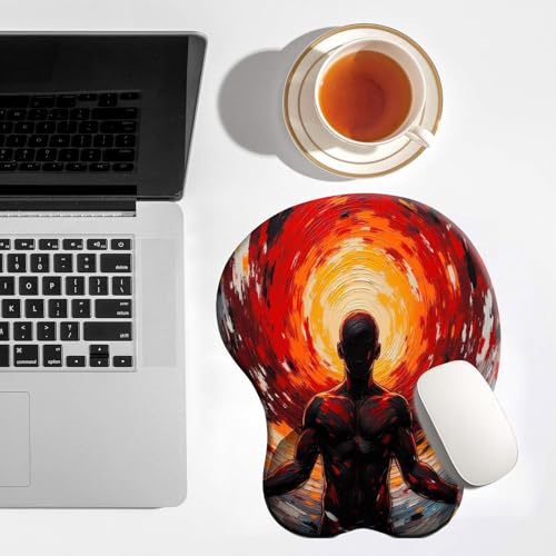 ELLENNE - Mauspad mit Gelkissen für Maus | ergonomisch mit Handgelenkstütze | bequem, rutschfest und waschbar | Mousepad für Büro, Gaming und Notebook (Code 31 - Die Finsternis des Ich) Bild 2