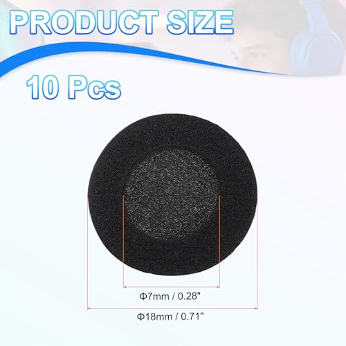 QUARKZMAN 10 Stück Schaumstoff Ohrpolster Ersatzpolster (0,71 Zoll/18mm) - Universelle Hochdichte Weiche Kopfhörer Schaumstoff Abdeckungen Für Musik/Gaming Passend Bild 2