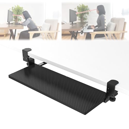 Verstellbare Tastaturablage unter dem Schreibtisch mit Schiebe-Design, C-Klemmhalterung, kein Bohren, Maus-Regal, platzsparend, für Heimbüro und Gaming-Setup Bild 1