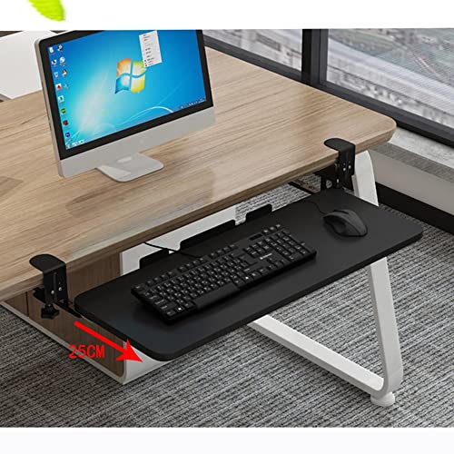 Ausziehbare Tastaturablage unter dem Schreibtisch, stanzfrei, verstellbare Schreibtischverlängerung für Tastatur und Maus, 64,8 cm, schwarzes Regal für Home Office und Gaming Bild 4