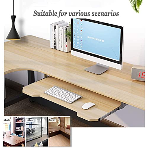 Tastaturablage unter dem Schreibtisch, ausziehbare Holzablage für Tastatur und Maus, platzsparendes Design für Heimbüro und Gaming, verstellbare Erweiterungsplattform Bild 4