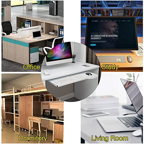 Tastaturablage, ausziehbare Ablage für Tastatur und Maus, 60 x 26 cm, platzsparend, für Zuhause, Büro und Gaming, 36 cm Schiene, Weiß Bild 7