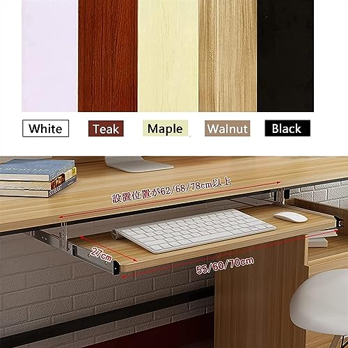 Ausziehbare Tastaturablage mit Maus-Plattform unter dem Schreibtisch, Ablage für PC und Walnuss, H 60 x 27 cm, perfekt für Home Office und Gaming Setup Bild 3