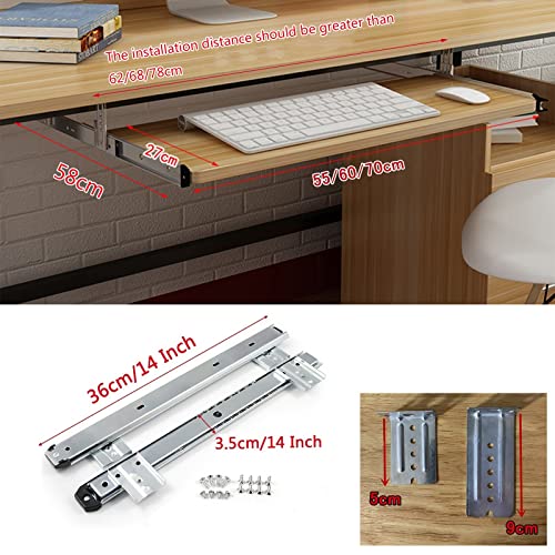 Schreibtischverlängerung unter dem Schreibtisch, ausziehbare Ablage für Tastatur und Maus, 54, 60, 70 x 27 cm, weiß, platzsparend, für Heimbüro und Gaming-Setup Bild 3