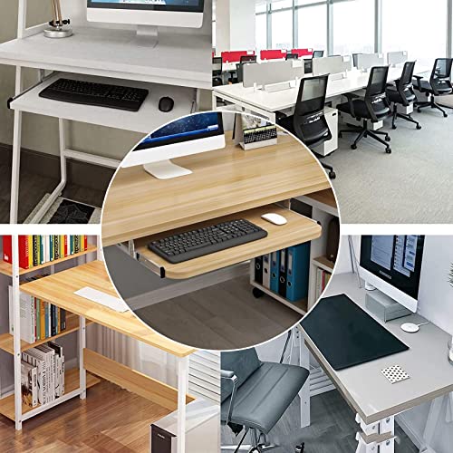 Schreibtischverlängerung unter dem Schreibtisch, ausziehbare Ablage für Tastatur und Maus, 54, 60, 70 x 27 cm, weiß, platzsparend, für Heimbüro und Gaming-Setup Bild 7