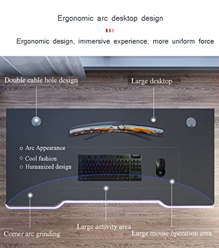 I-förmiger Gaming-Schreibtisch, PC-Laptoptisch für große Räume, robuste Ausführung mit Carbonfaser-Oberfläche/großem Mauspad, Gelb-L 120 cm Bild 3