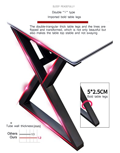 I-förmiger Gaming-Schreibtisch, PC-Laptoptisch für große Räume, robuste Ausführung mit Carbonfaser-Oberfläche/großem Mauspad, Gelb-L 120 cm Bild 4