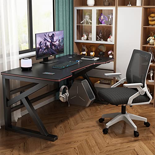 Eck-Schreibtisch in I-Form, großer ergonomischer Gaming-Headset-Haken aus stabilem Metall und Holz, Schwarz-L1 Bild 2