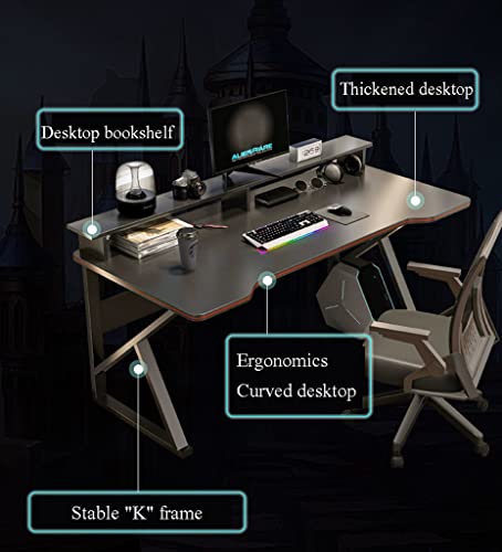 Gaming-Tisch mit Carbonfaser-Oberfläche, großer, Z-förmiger PC-Gaming-Arbeitsplatz mit Drahtgitter, L 140 cm Bild 3
