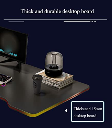 Gaming-Tisch mit Carbonfaser-Oberfläche, großer, Z-förmiger PC-Gaming-Arbeitsplatz mit Drahtgitter, L 140 cm Bild 5