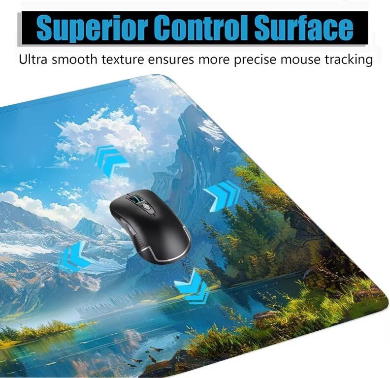 Schreibtischunterlage Frühling Mauspad XXL 120x60cm Mousepad Berg Gaming Mauspad mit Nicht rutschender Unterlage, Vernähte Kanten WassXerdicht Anti-Rutsch Maus Pad für PC, Office Geschenke F0-1172 Bild 5
