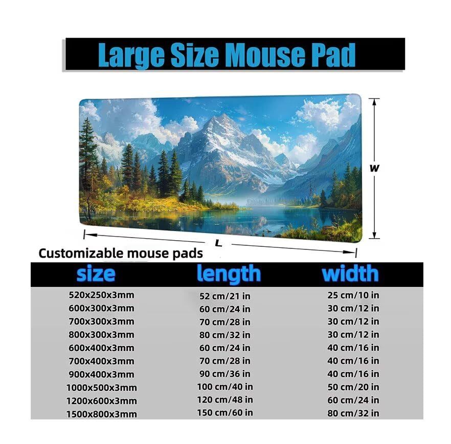 Schreibtischunterlage Frühling Mauspad XXL 120x60cm Mousepad Berg Gaming Mauspad mit Nicht rutschender Unterlage, Vernähte Kanten WassXerdicht Anti-Rutsch Maus Pad für PC, Office Geschenke F0-1172 Bild 6