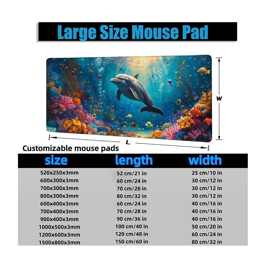 Schreibtischunterlage Blau Mauspad XXL 120x60cm Mousepad Hai Gaming Mauspad mit Nicht rutschender Unterlage, Vernähte Kanten WassXerdicht Anti-Rutsch Maus Pad für PC, MacBook, Laptop, Office F0-1178 Bild 6