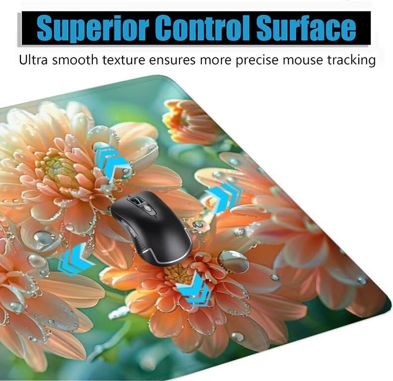 Schreibtischunterlage Anlage Mauspad XXL 150x80cm Mousepad Blume Gaming Mauspad mit Nicht rutschender Unterlage, Vernähte Kanten WassXerdicht Anti-Rutsch Maus Pad für PC, Office Geschenke F0-1184 Bild 5