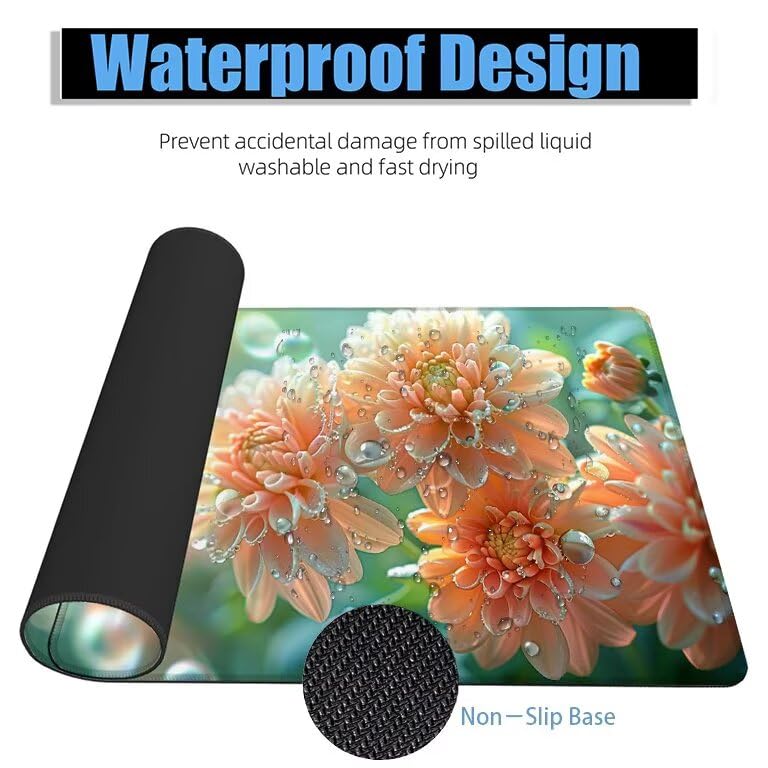 Schreibtischunterlage Anlage Mauspad XXL 100x50cm Mousepad Blume Gaming Mauspad mit Nicht rutschender Unterlage, Vernähte Kanten WassXerdicht Anti-Rutsch Maus Pad für PC, Office Geschenke F0-1184 Bild 4