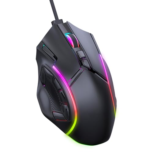 Naroote RGB-Gaming-Maus, 12 Programmierbare Tasten, 12800 DPI, Ergonomische Maus, 13 Lichteffekt-Mäuse mit 1000 Hz Abfragerate, Ideal für Computer, Laptop und PC Bild 1
