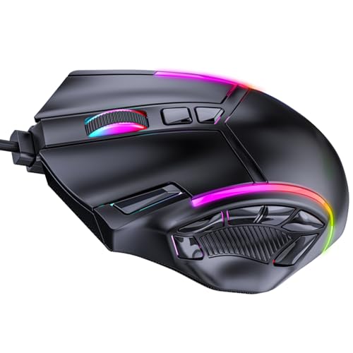 Naroote RGB-Gaming-Maus, 12 Programmierbare Tasten, 12800 DPI, Ergonomische Maus, 13 Lichteffekt-Mäuse mit 1000 Hz Abfragerate, Ideal für Computer, Laptop und PC Bild 5