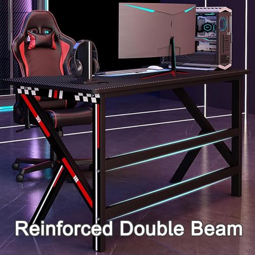 Gaming-Tisch aus Karbonfaser, stabil, 160 cm, Weiß, ideal für Mauspads, schlichtes Design, perfekt für Gamer und Heimbüro Bild 7
